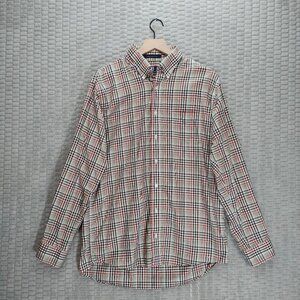 Allen Edmonds Easy Care Long Sleeve Button Down-Green/Red/Black Plaid-Sz L